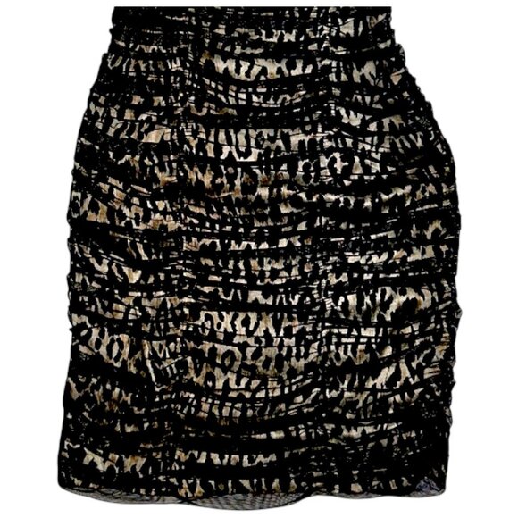 Di Hera Silk Elegant Leopard Print Spaghetti Strap Ruched Bodycon Mini Dress 2 - Picture 5 of 10